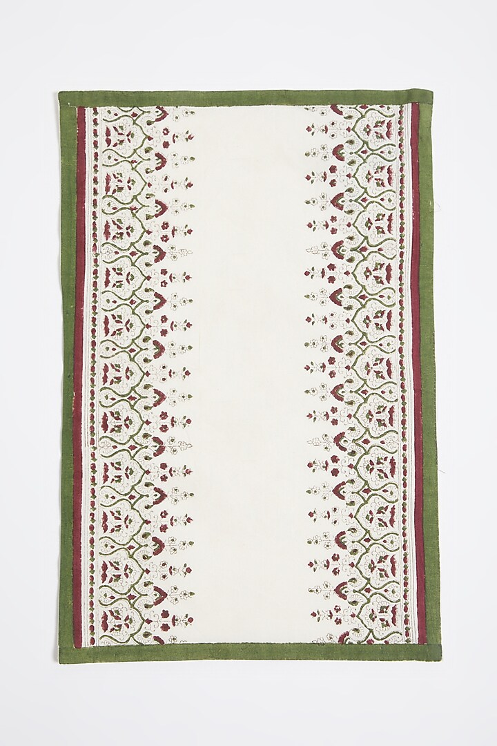 White Printed Table Mats (Set of 4) by Inheritance India at Pernia's Pop Up Shop