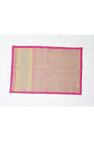 Beige Cotton Hand Block Printed Square Table Mat (Set of 2) by Inheritance India