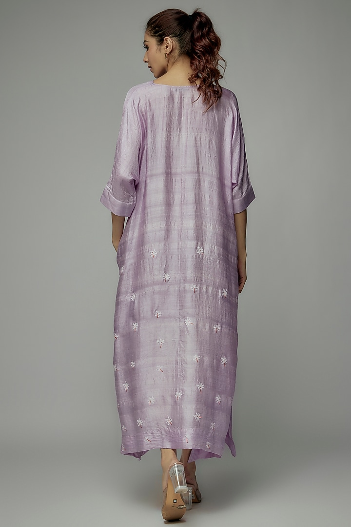 Purple Pure Mulberry Silk Handspun Hand Printed Kimono Summer Dress by INKPIKLE at Pernia's Pop Up Shop