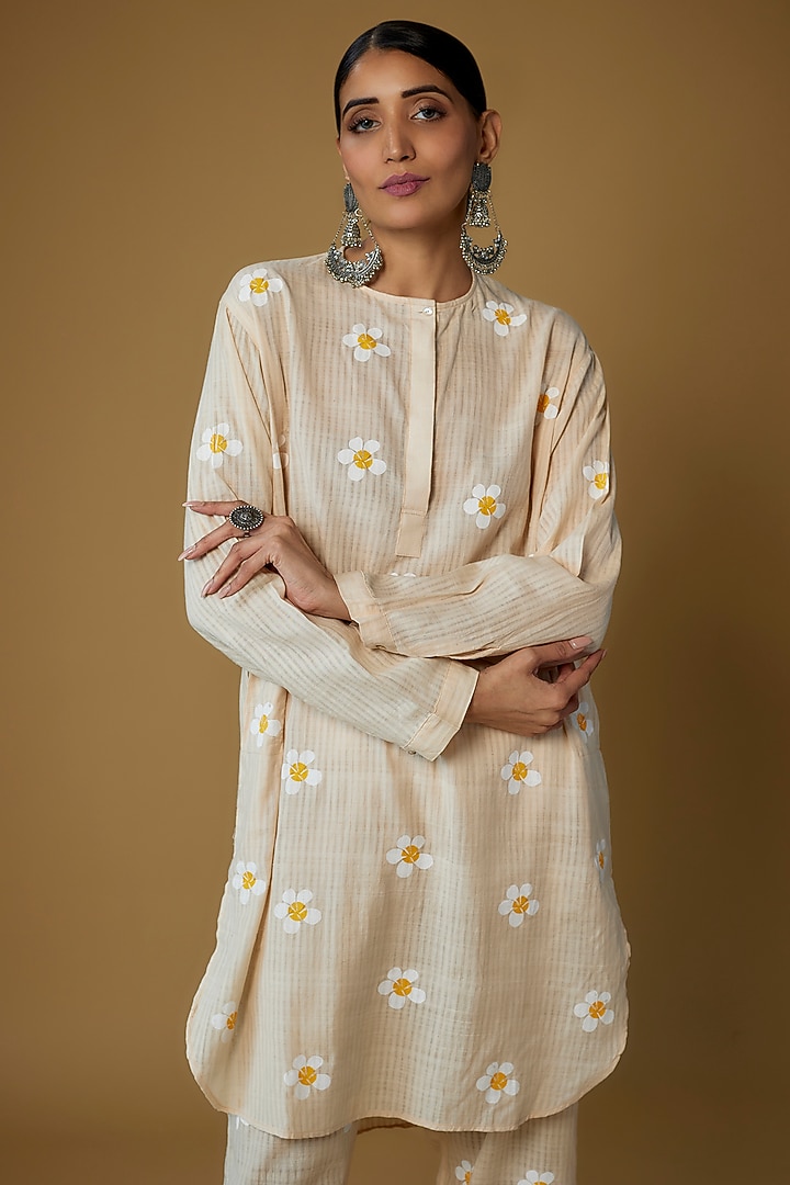 Beige Handspun Cotton Printed Co-Ord Set by INKPIKLE at Pernia's Pop Up Shop