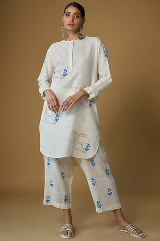 Beige Handspun Cotton Printed Co-Ord Set by INKPIKLE