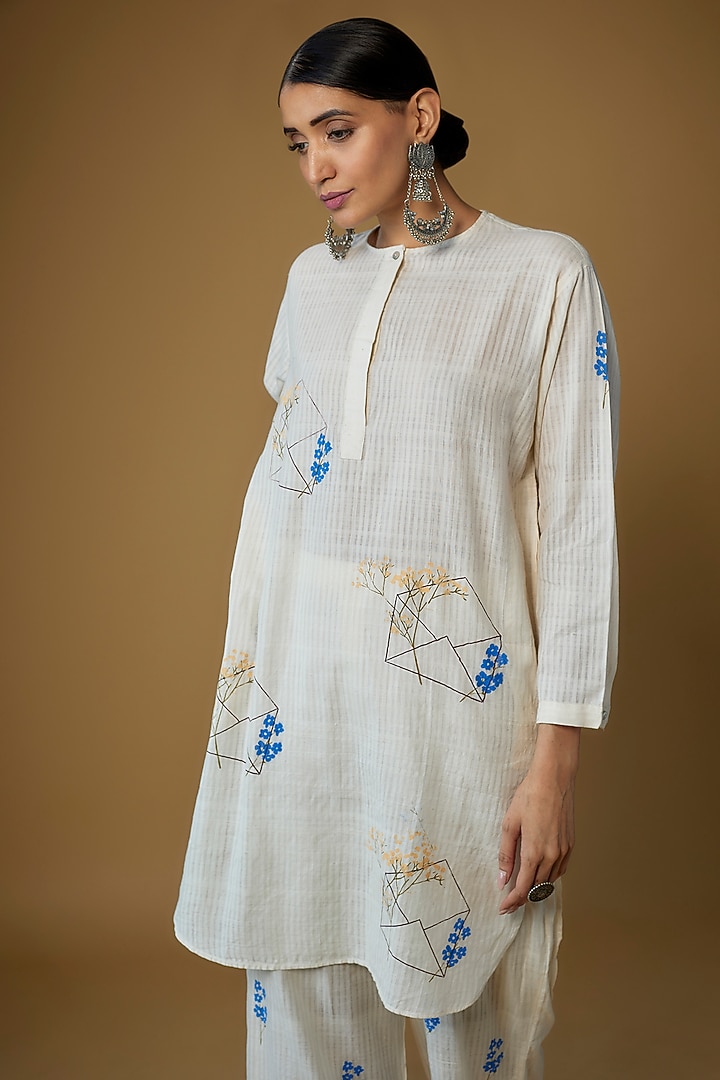 Beige Handspun Cotton Printed Co-Ord Set by INKPIKLE at Pernia's Pop Up Shop