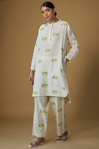 Off-White Handspun Cotton Printed Co-Ord Set by INKPIKLE