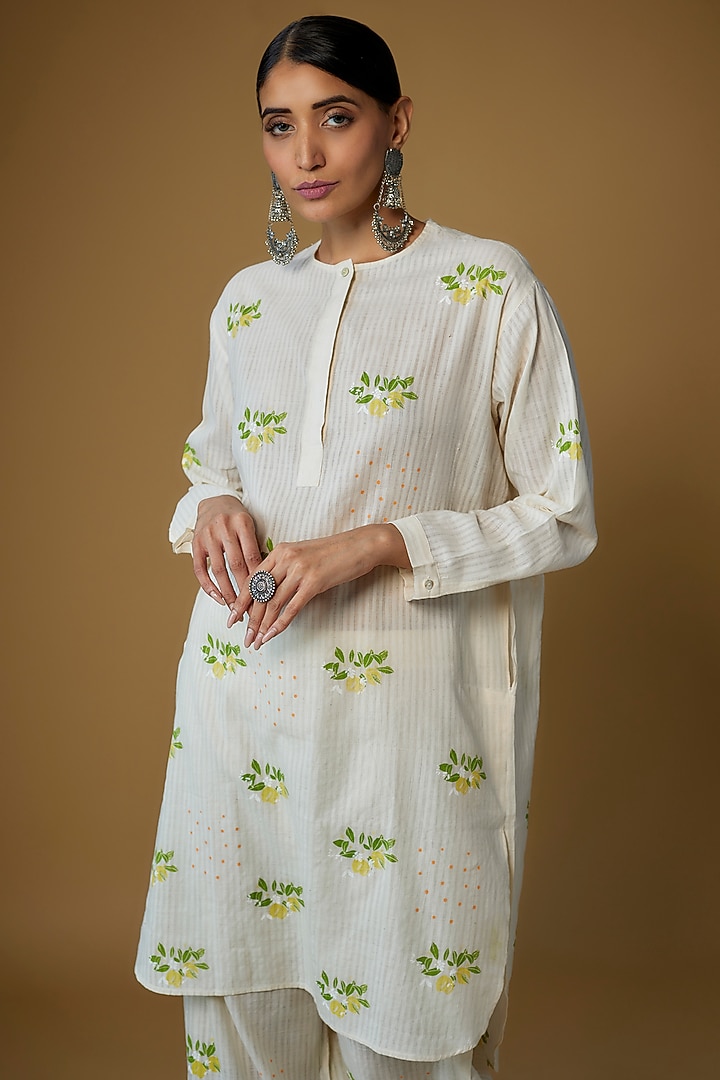 Off-White Handspun Cotton Printed Co-Ord Set by INKPIKLE at Pernia's Pop Up Shop