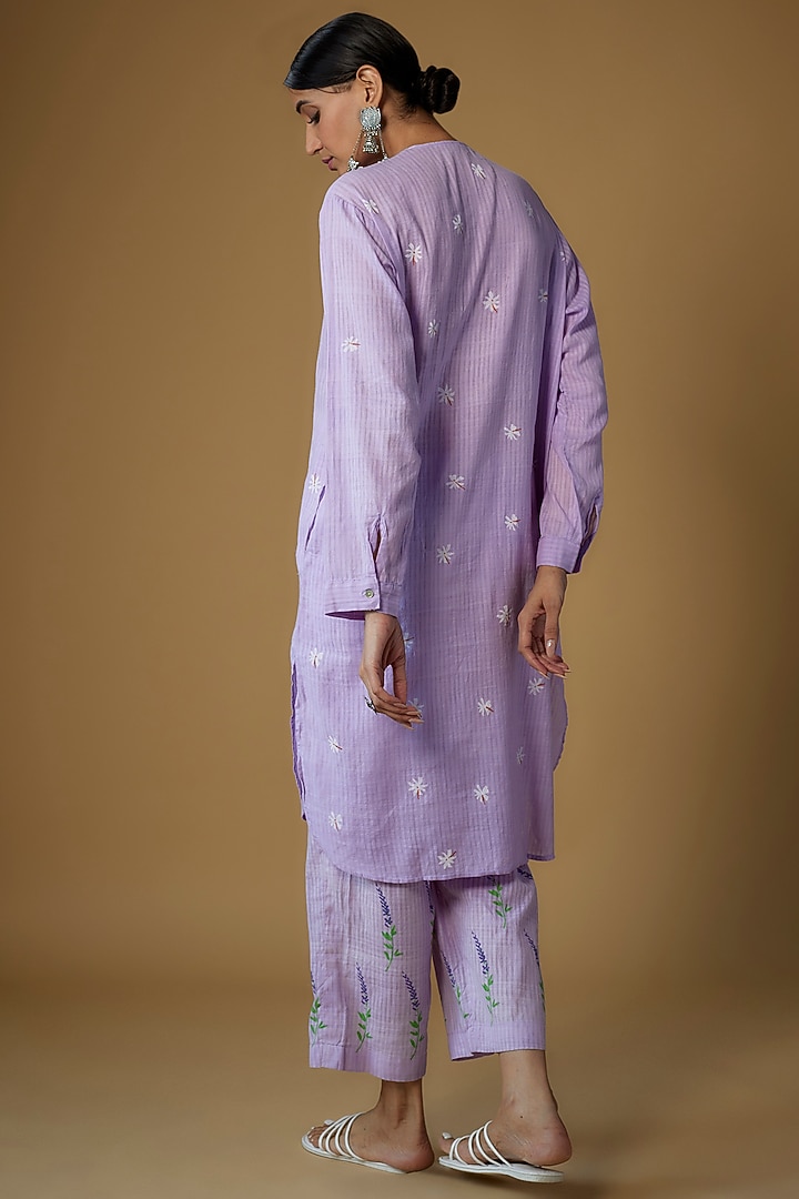 Purple Handspun Cotton Printed Co-Ord Set by INKPIKLE at Pernia's Pop Up Shop