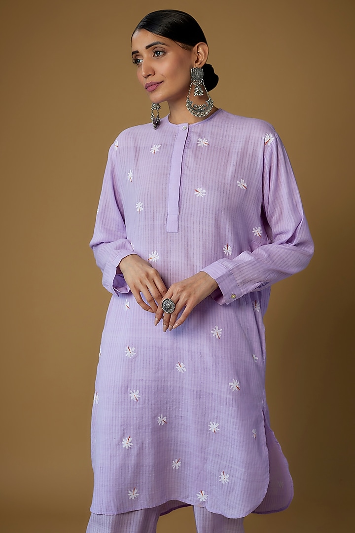 Purple Handspun Cotton Printed Co-Ord Set by INKPIKLE at Pernia's Pop Up Shop