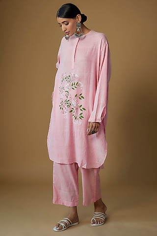 Pink Handspun Cotton Printed Co-Ord Set by INKPIKLE