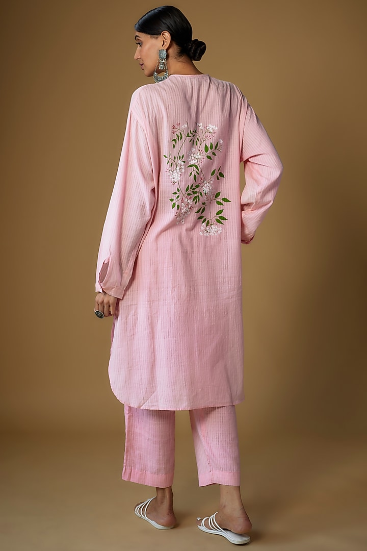 Pink Handspun Cotton Printed Co-Ord Set by INKPIKLE at Pernia's Pop Up Shop