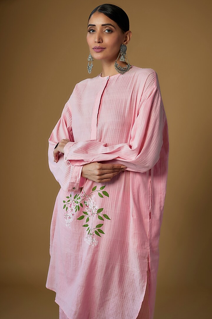 Pink Handspun Cotton Printed Co-Ord Set by INKPIKLE at Pernia's Pop Up Shop