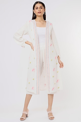 White Cotton Overcoat by INKPIKLE
