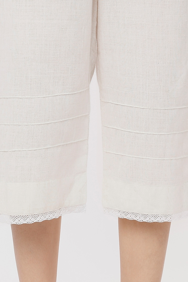 White Handspun Cotton Pants by INKPIKLE at Pernia's Pop Up Shop