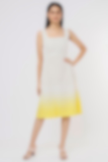 White & Yellow Cotton Dress by INKPIKLE
