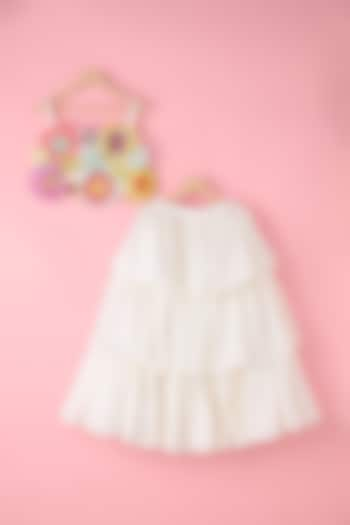 White Silk & Organza Skirt Set For Girls by Inspired Needleworks at Pernia's Pop Up Shop