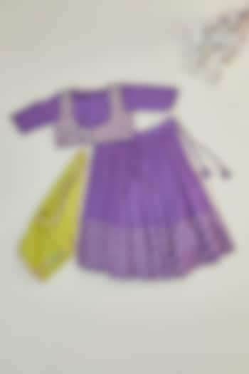 Purple Pure Cotton Sequins Embroidered Lehenga Set For Girls by Inspired Needleworks at Pernia's Pop Up Shop