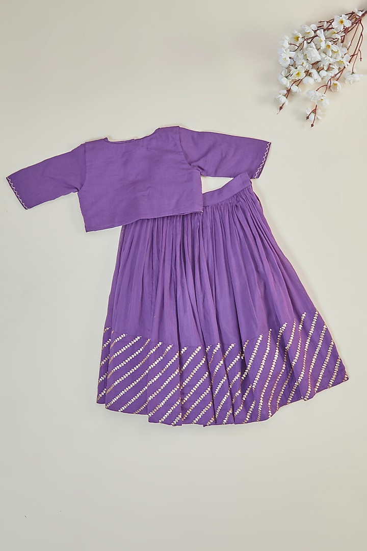 Purple Pure Cotton Sequins Embroidered Lehenga Set For Girls by Inspired Needleworks at Pernia's Pop Up Shop