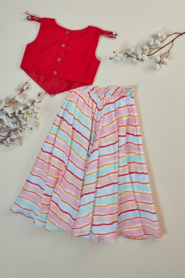 Multi-Colored Soft Silk Sharara Set For Girls by Inspired Needleworks at Pernia's Pop Up Shop