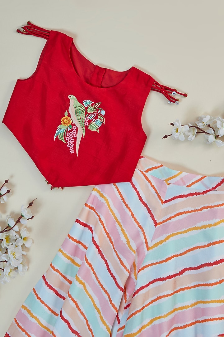 Multi-Colored Soft Silk Sharara Set For Girls by Inspired Needleworks at Pernia's Pop Up Shop