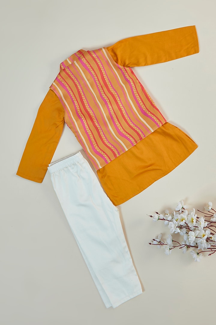 Multi-Colored Modal Satin Printed Bundi Jacket Set For Boys by Inspired Needleworks at Pernia's Pop Up Shop