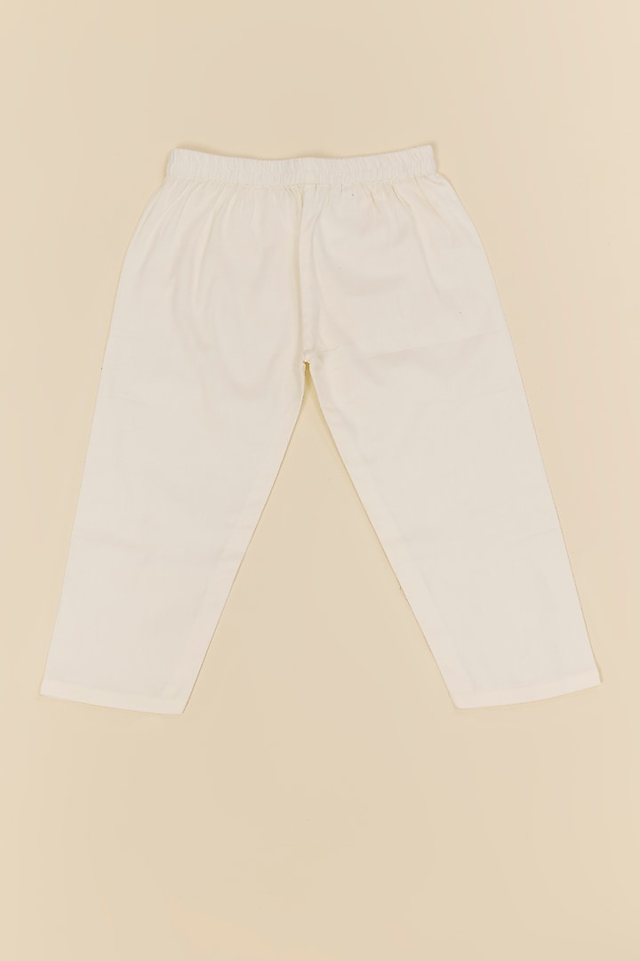 Ivory & Grey Silk Mirror Embroidered Kurta Set For Boys by Inspired Needleworks at Pernia's Pop Up Shop