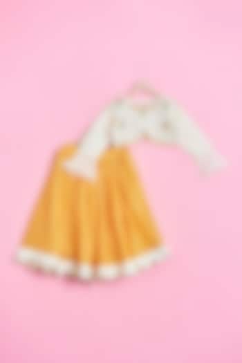 Mango Yellow Chanderi & Swiss Cotton Skirt Set For Girls by Inspired Needleworks