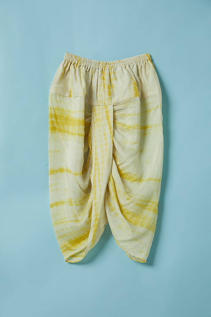 Yellow Cotton Satin Kurta Set For Boys by Inspired Needleworks at Pernia's Pop Up Shop