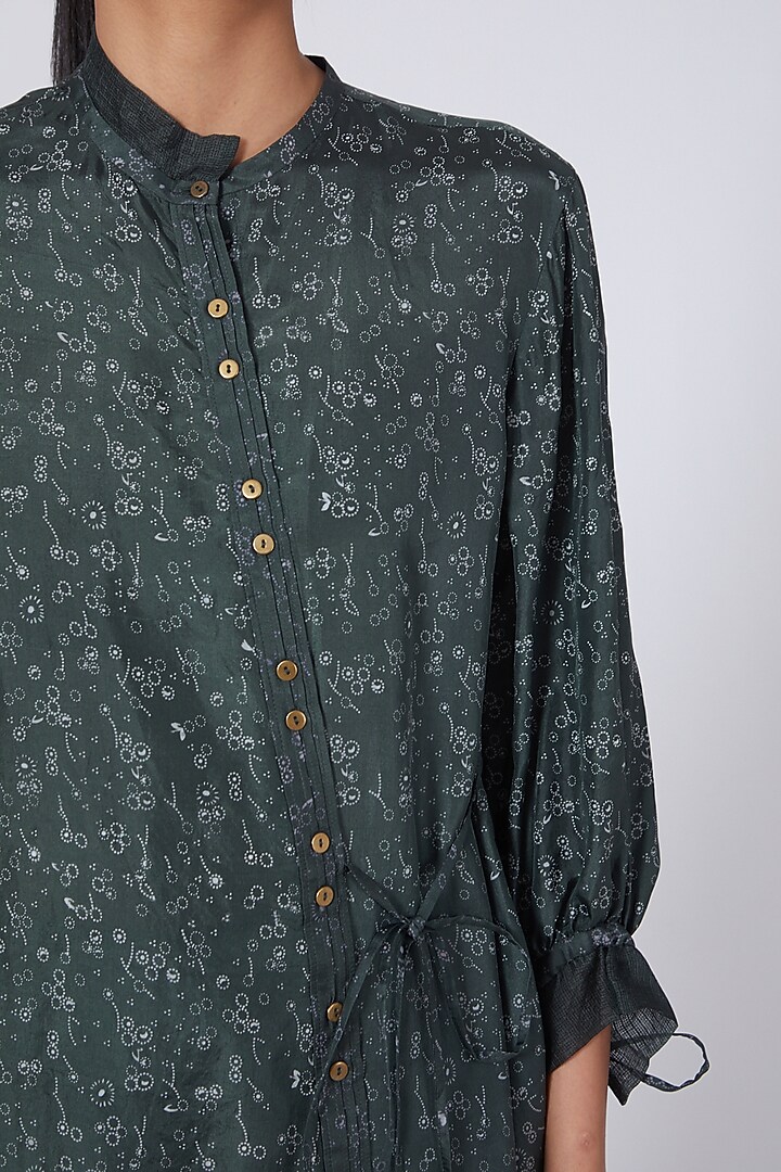 Olive Green Printed Top by Integument at Pernia's Pop Up Shop