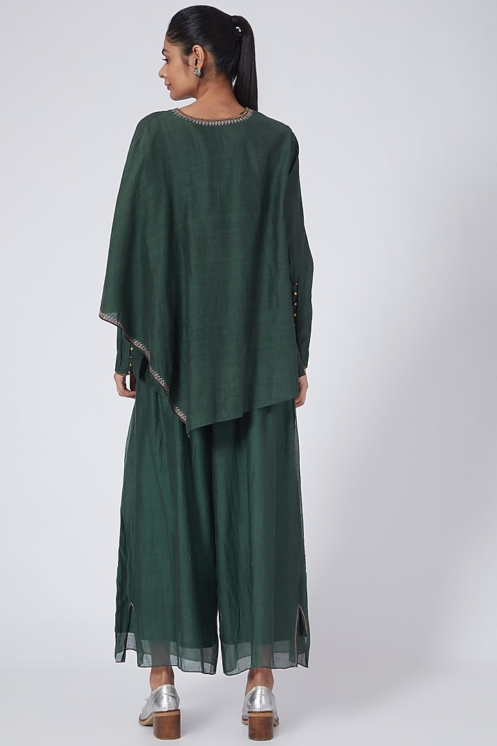 Olive Green Embroidered Pants by Integument at Pernia's Pop Up Shop