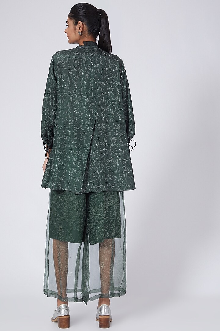 Olive Green Printed Pants by Integument at Pernia's Pop Up Shop