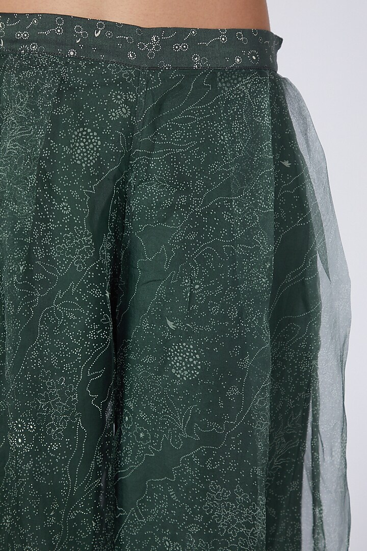 Olive Green Printed Pants by Integument at Pernia's Pop Up Shop