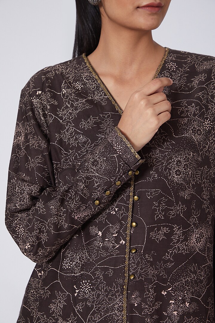Maroonish Brown Printed Layered Vacation Dress by Integument at Pernia's Pop Up Shop