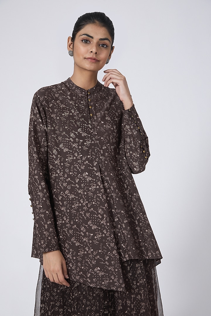 Maroonish Brown Printed Pants by Integument at Pernia's Pop Up Shop