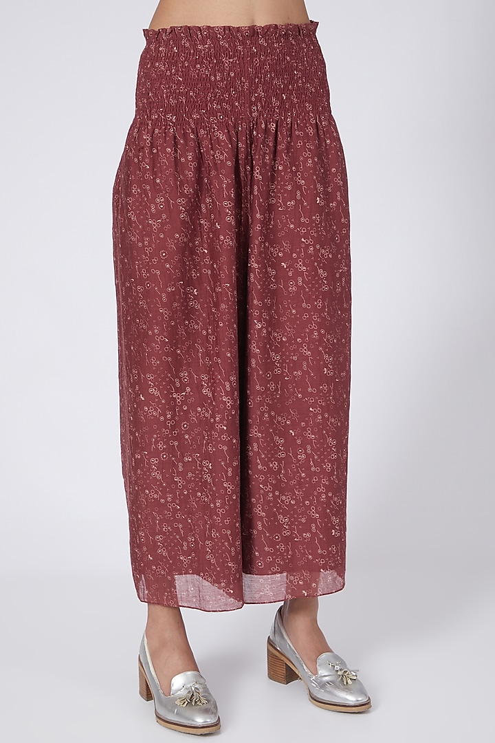 Red Printed Trousers by Integument at Pernia's Pop Up Shop