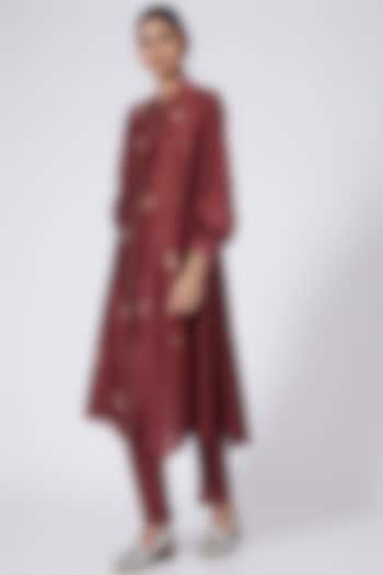 Red Embroidered Tunic by Integument
