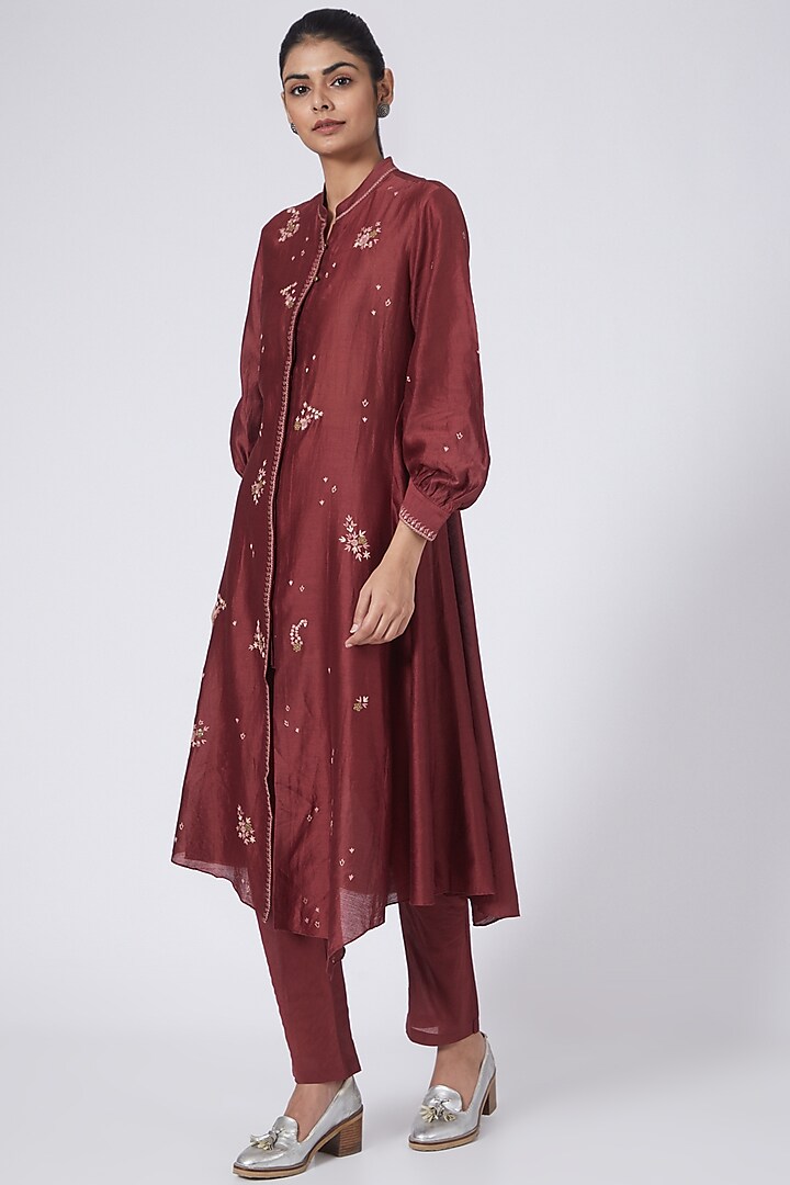 Red Embroidered Tunic by Integument