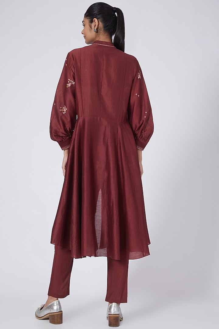 Red Embroidered Tunic by Integument at Pernia's Pop Up Shop