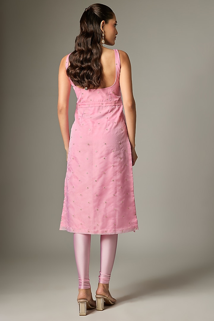 Blush Pink Tissue Organza Kurta Set by Indian Wardrobe at Pernia's Pop Up Shop
