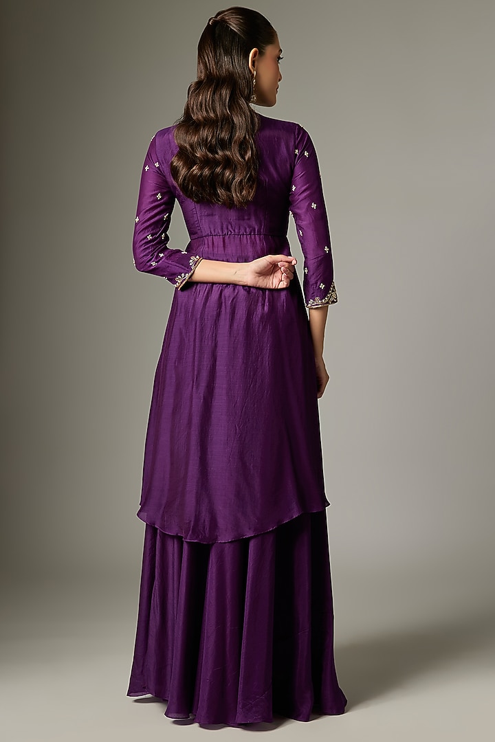Purple Cotton Silk Zardosi Embroidered Lehenga Set by Indian Wardrobe at Pernia's Pop Up Shop
