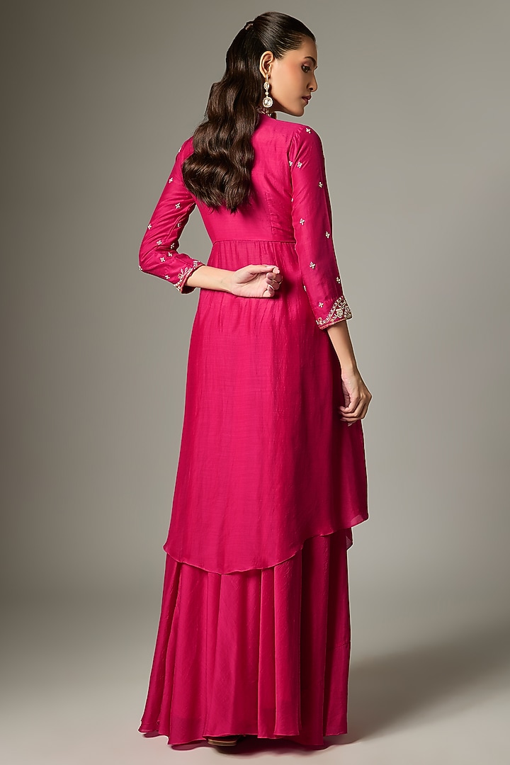 Rani Pink Cotton Silk Zardosi Embroidered Lehenga Set by Indian Wardrobe at Pernia's Pop Up Shop