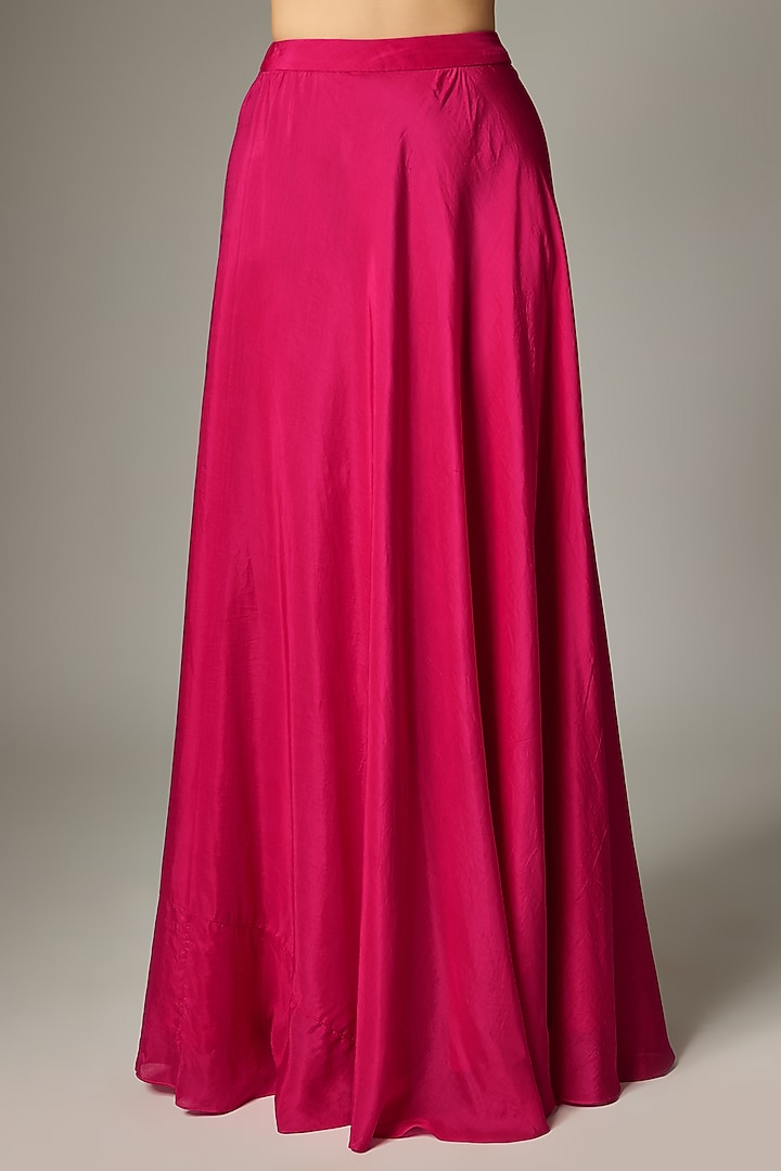Rani Pink Cotton Silk Zardosi Embroidered Lehenga Set by Indian Wardrobe at Pernia's Pop Up Shop