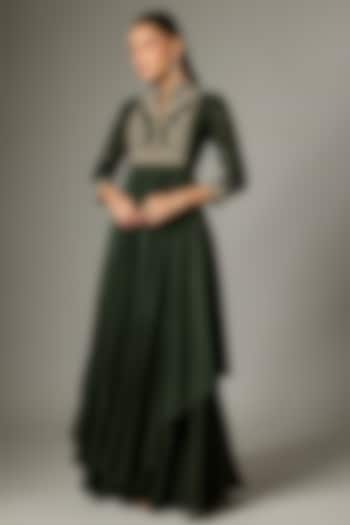 Green Cotton Silk Zardosi Embroidered Lehenga Set by Indian Wardrobe at Pernia's Pop Up Shop