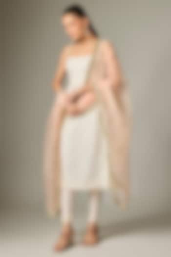 Ivory Tissue Organza Kurta Set by Indian Wardrobe at Pernia's Pop Up Shop