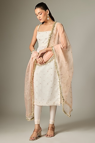 Ivory Tissue Organza Kurta Set by Indian Wardrobe