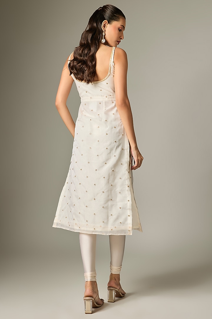 Ivory Tissue Organza Kurta Set by Indian Wardrobe at Pernia's Pop Up Shop