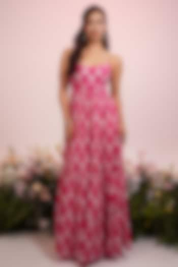 Pink Cotton Floral Printed Maxi Dress by Indian Wardrobe at Pernia's Pop Up Shop