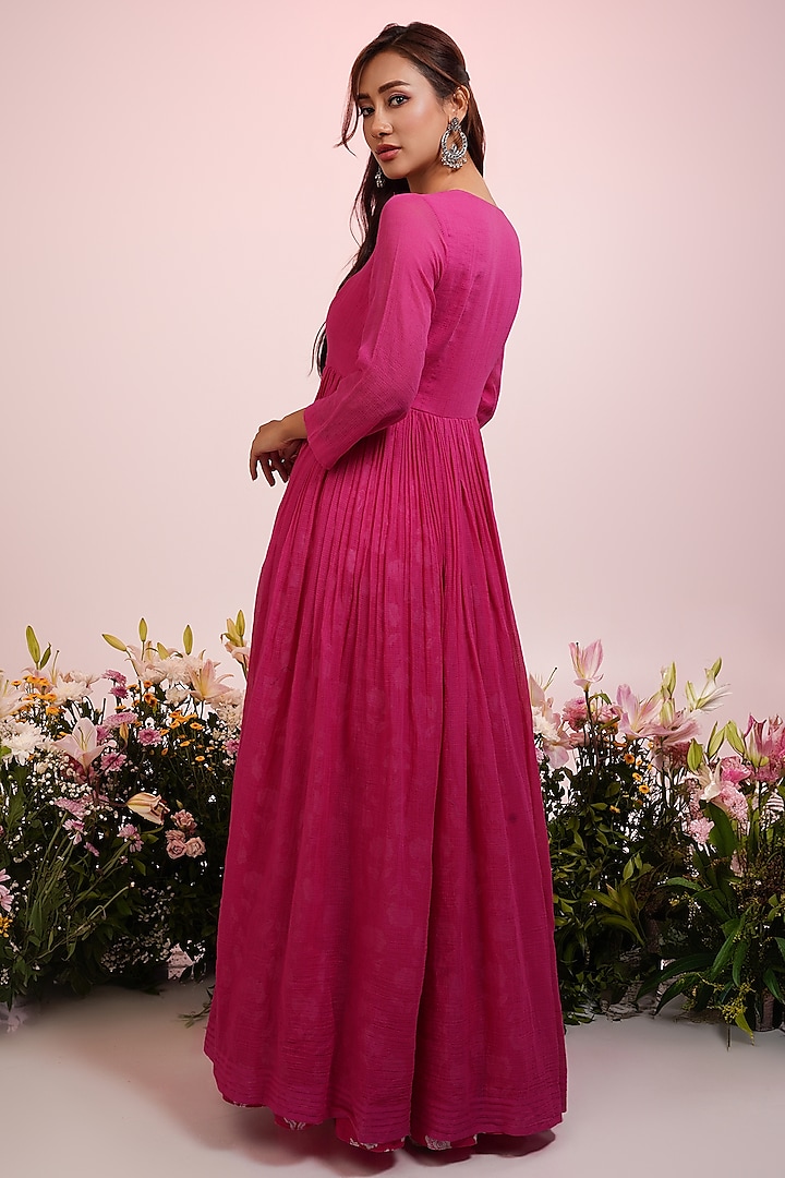 Pink Cotton Floral Printed Maxi Jacket Dress by Indian Wardrobe at Pernia's  Pop Up Shop 2026