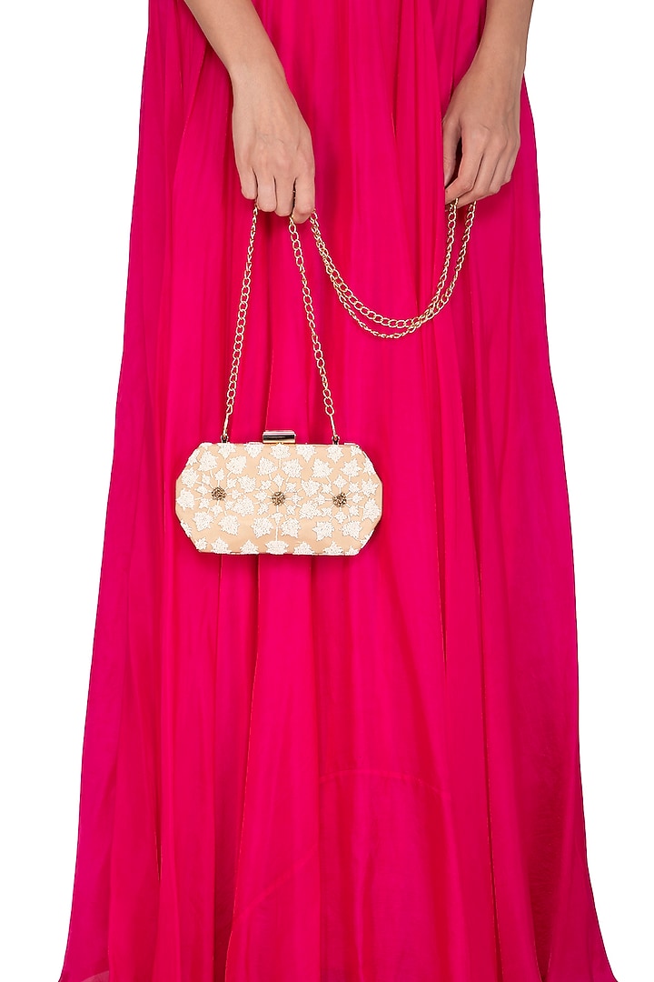 Nude & Ivory Cutdana Box Clutch by Inayat at Pernia's Pop Up Shop