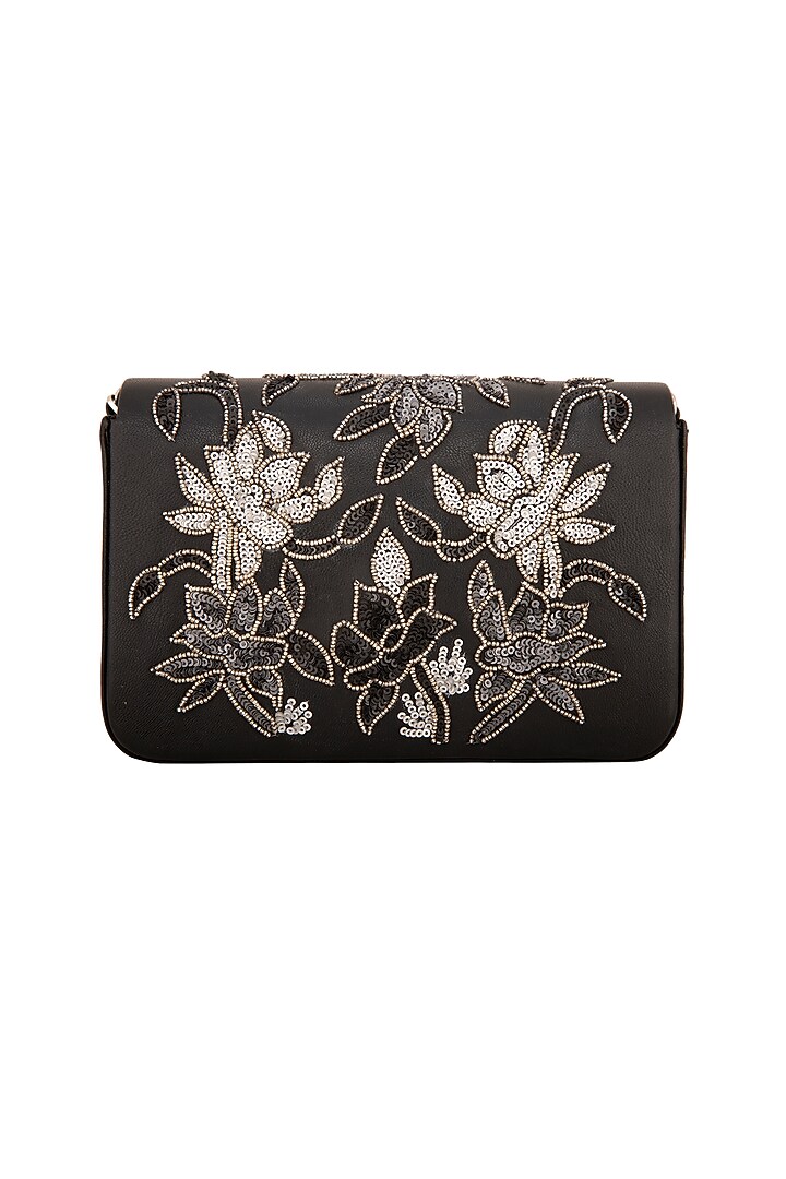 Black Sequins Flapover Clutch by Inayat at Pernia's Pop Up Shop