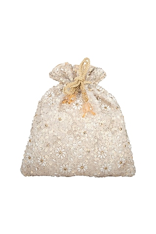 Ivory Pearl & Sequins Potli by Inayat