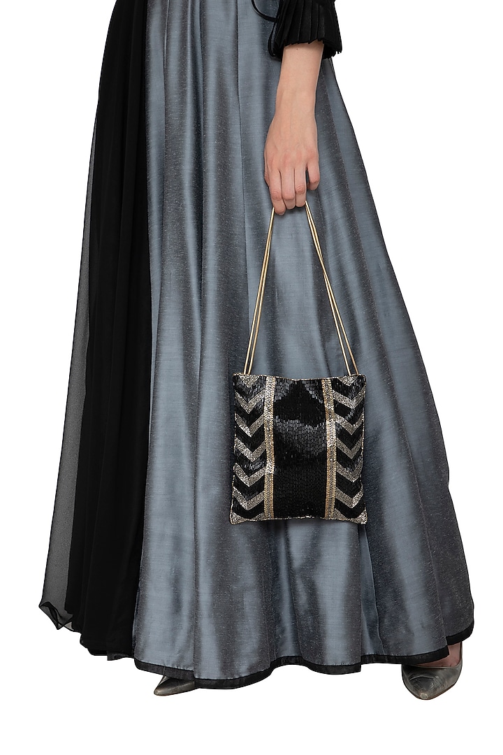 Black Embroidered Potli Bag by Inayat at Pernia's Pop Up Shop