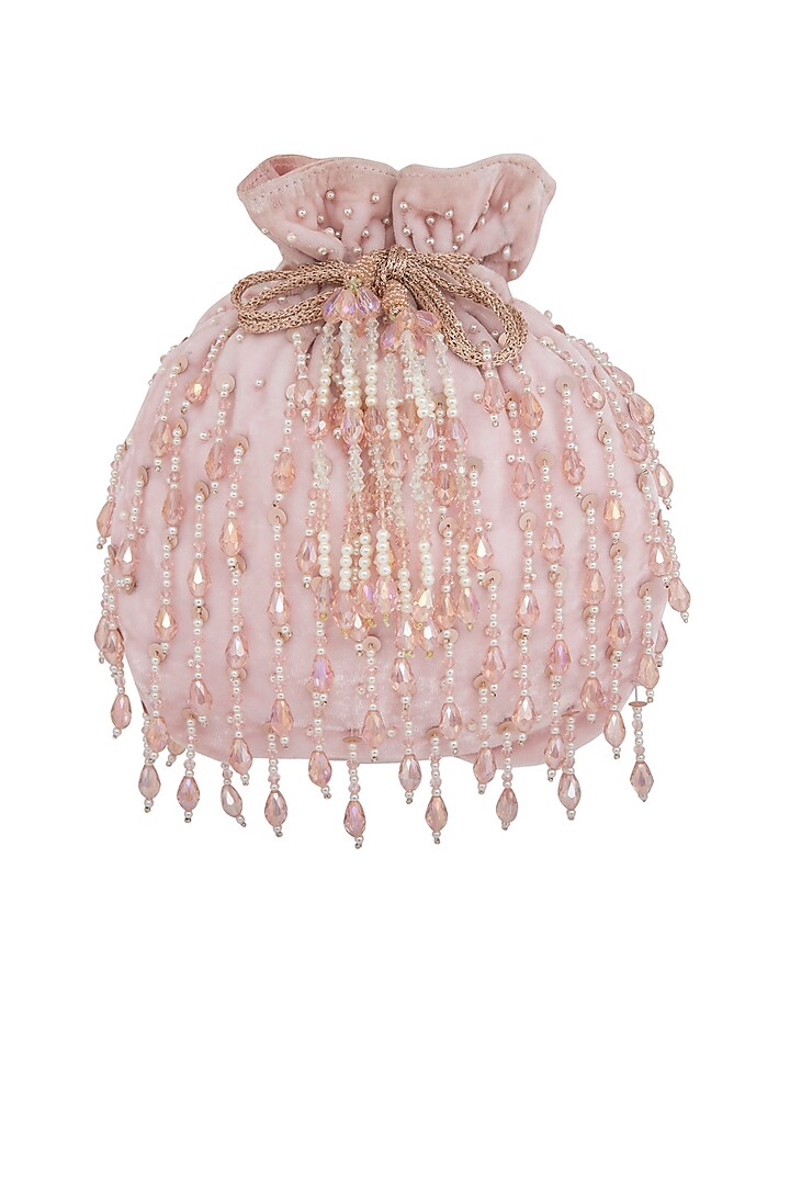 Blush Pink Embroidered Potli Bag by Inayat